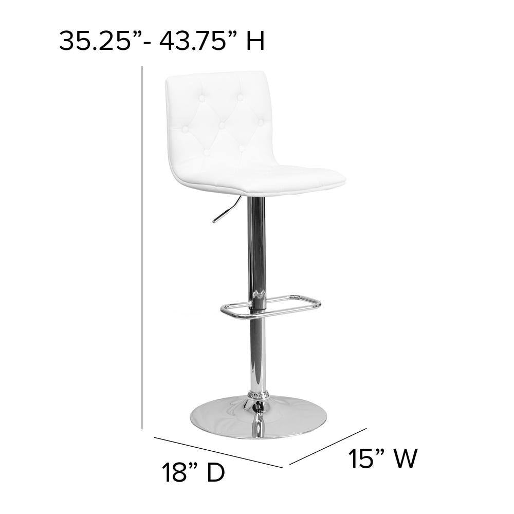 32.25 In. Adjustable Height White Cushioned Bar Stool