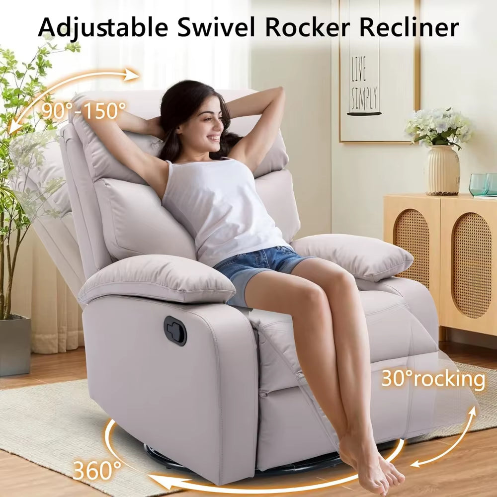 Comfortable Swivel Rocker Recliner Chair for Small Spaces - Perfect Manual Recliner for Relaxation