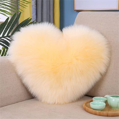 Decorative Throw Pillow Cover for Girls Fluffy Heart and Soft Rainbow Pillow Cover. Plush Pillow Cover for Kids Bedroom Dcor Toddlers Princess Room, Fun Pillow Cover for Teepee Tent