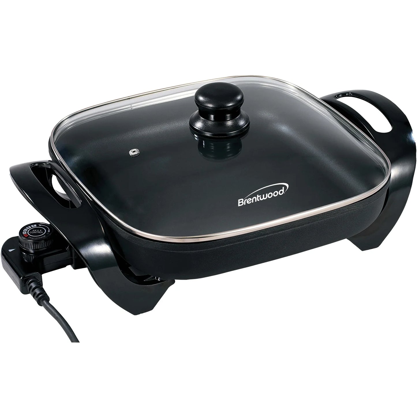 Nonstick Electric Skillet with Glass Lid, 12 Inch, 1300W Fast Heating Cooking Pan 