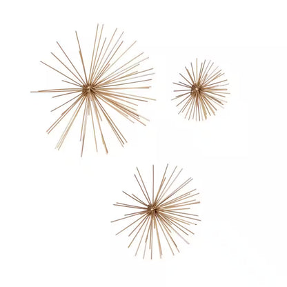 Gold Metal 3D Starburst Wall Decor Set of 3 | Modern Home Accent | Joyfulworld 