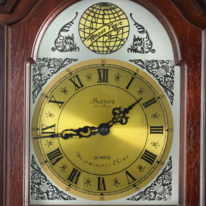 Bedford Clock Collection 38" Grand Antique Chiming Wall Clock with Roman Numerals in a in a Cherry Oak Finish