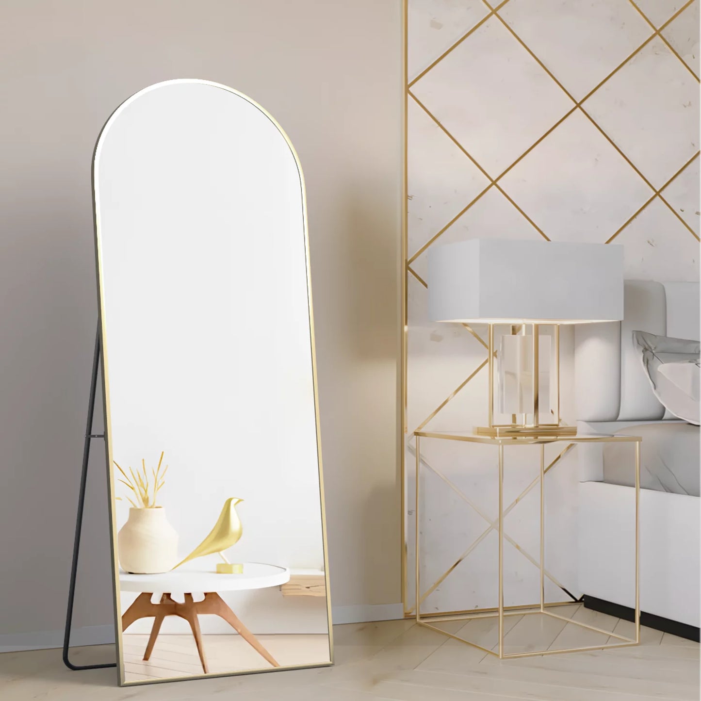 Arched Mirror 64"X21" Full Length Arch Floor Mirror Full Body Mirror Standing Arch Mirror Black