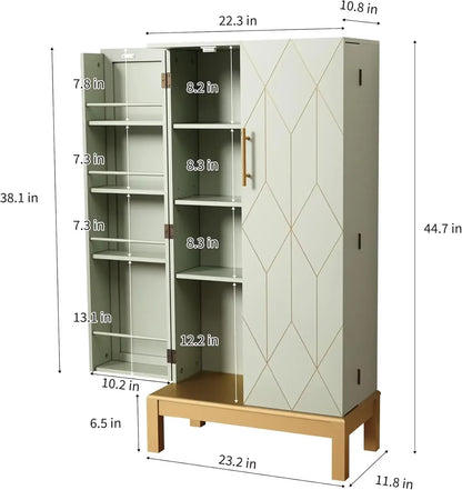45'' Kitchen Pantry Cabinet,Storage Cabinet Adjustable Shelves,Food Pantry Cabinet for Kitchen,Dining Room,Living Room Garage