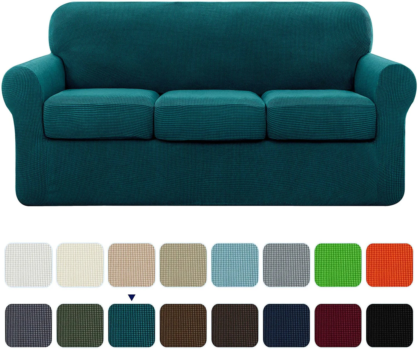 4-Piece Stretch Textured Grid Sofa Cover Slipcover,Separate Cushion Cover(Turquoise, Sofa)