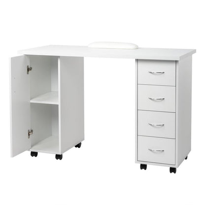 Manicure Table Nail Desk Workstation W/Cabinet, Drawers, Nail Salon Desk Beauty Spa Salon Home Wooden Technician Workstation Nail Art Equipment