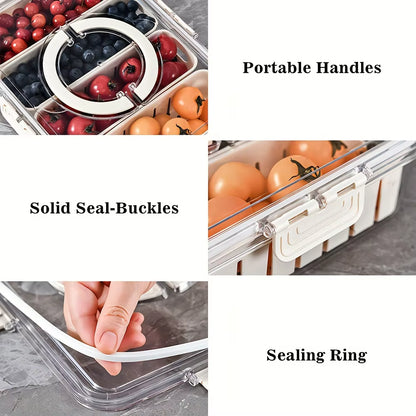 Snack Tray with Handle, Portable Snackle Box Container Veggie Serving Tray, for Travel Party Refrigerator Organize Box