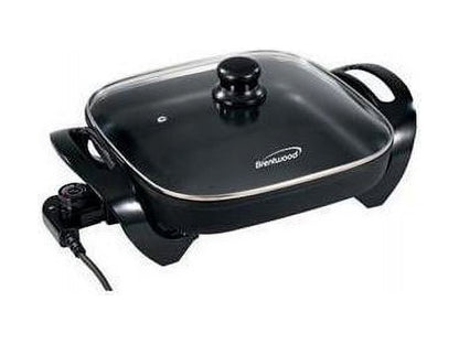 Nonstick Electric Skillet with Glass Lid, 12 Inch, 1300W Fast Heating Cooking Pan 