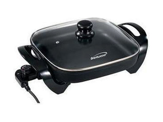 Nonstick Electric Skillet with Glass Lid, 12 Inch, 1300W Fast Heating Cooking Pan 