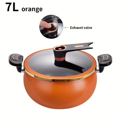 7L Micro-Pressure Cooker Pot, 26cm Non-Stick Stew Pot, Large-Capacity Multi-Functional Cookware for Induction and Gas Stoves