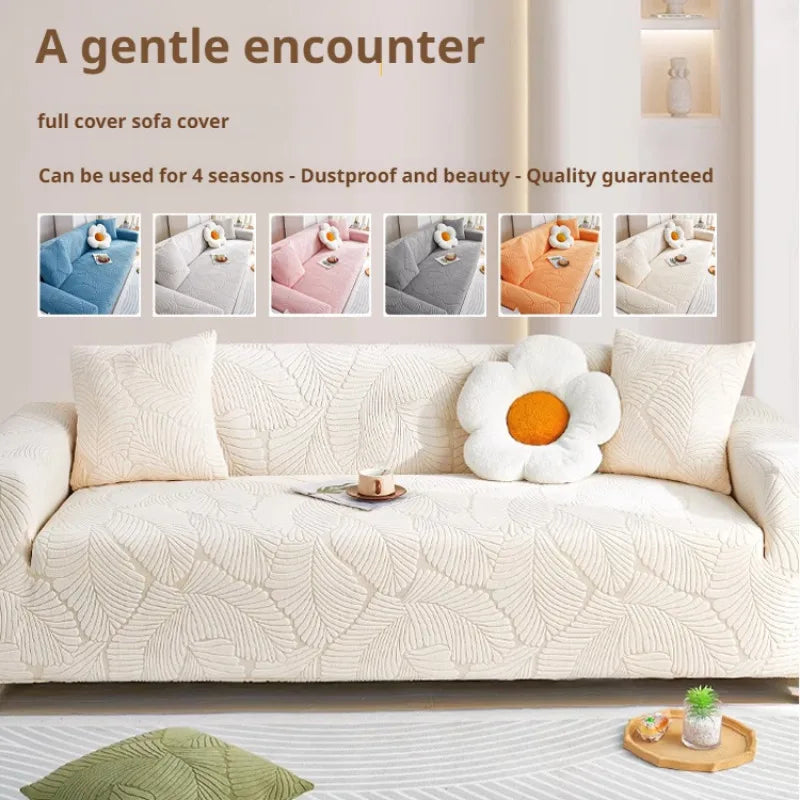 Jacquard Velvet Sofa Cover Four Seasons Universal Cover Anti-Cat Scratch Velvet Sofa Cover for Living Room 1/2/3/4 Seater