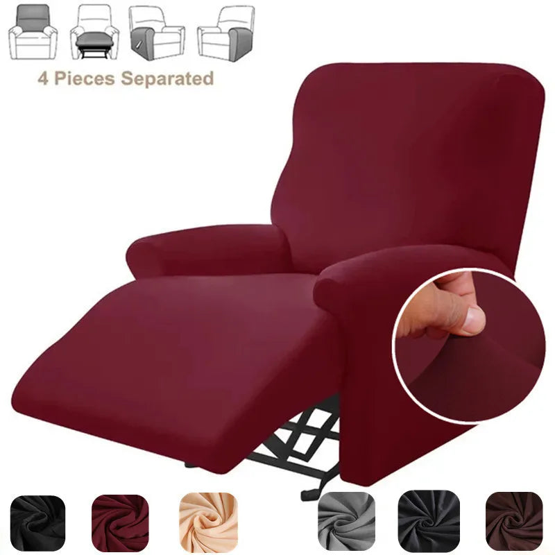 4Pcs/Set Solid Color Stretch Recliner Sofa Cover for Living Room Elastic Non Slip Armchair Covers All-Inclusive Couch Slipcovers
