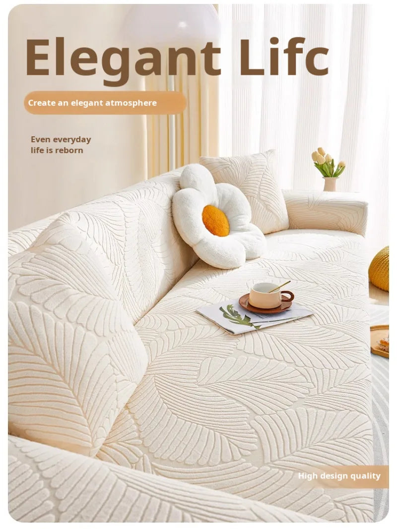 Jacquard Velvet Sofa Cover Four Seasons Universal Cover Anti-Cat Scratch Velvet Sofa Cover for Living Room 1/2/3/4 Seater