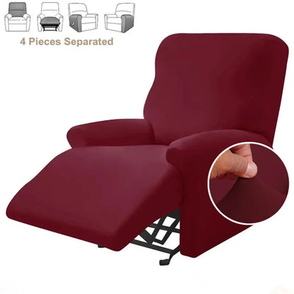 4Pcs/Set Solid Color Stretch Recliner Sofa Cover for Living Room Elastic Non Slip Armchair Covers All-Inclusive Couch Slipcovers