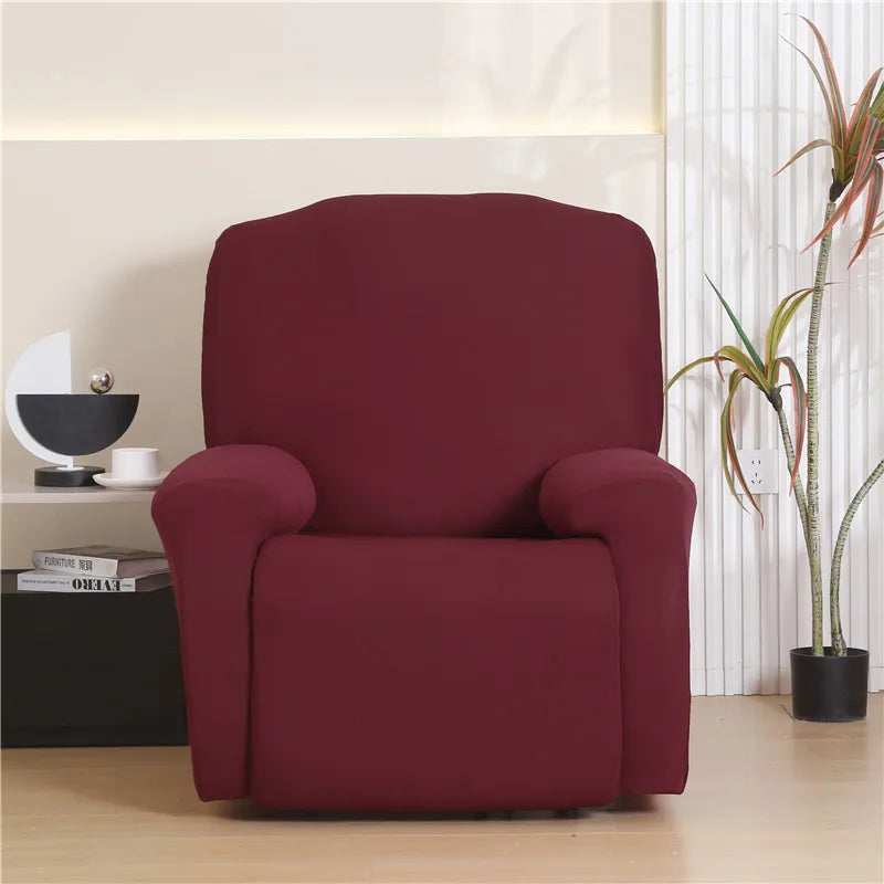 4Pcs/Set Solid Color Stretch Recliner Sofa Cover for Living Room Elastic Non Slip Armchair Covers All-Inclusive Couch Slipcovers