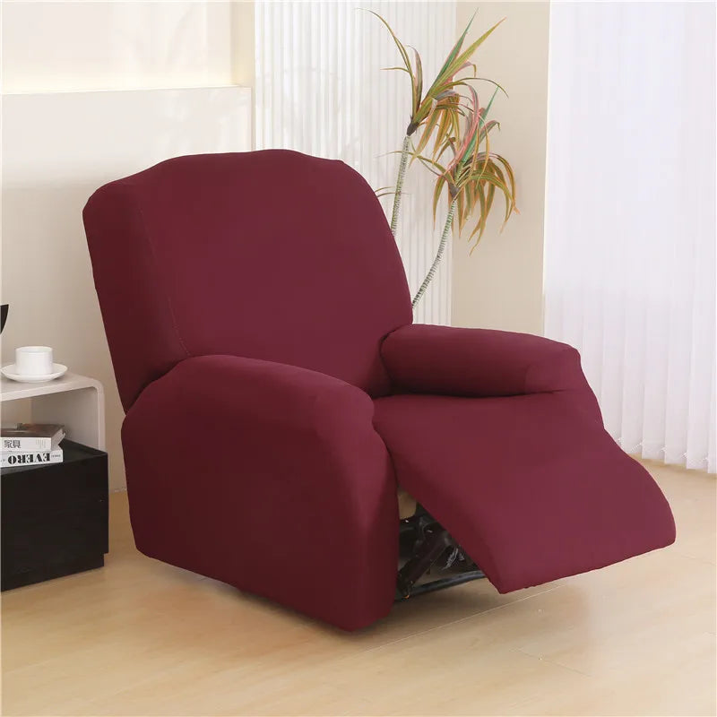 4Pcs/Set Solid Color Stretch Recliner Sofa Cover for Living Room Elastic Non Slip Armchair Covers All-Inclusive Couch Slipcovers