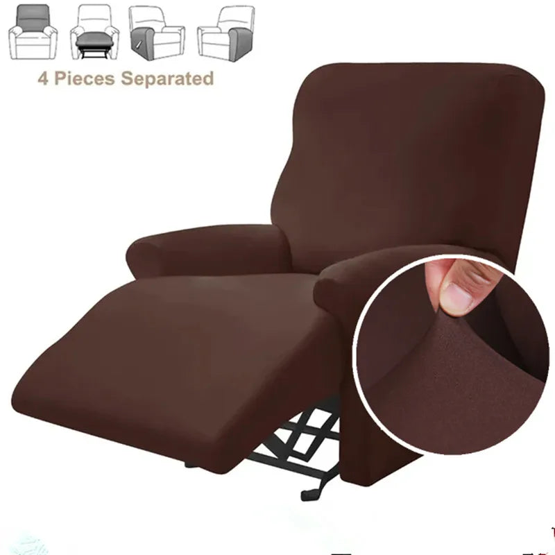 4Pcs/Set Solid Color Stretch Recliner Sofa Cover for Living Room Elastic Non Slip Armchair Covers All-Inclusive Couch Slipcovers