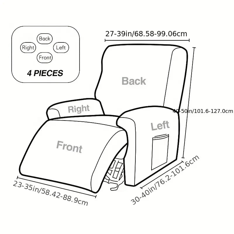 4Pcs/Set Solid Color Stretch Recliner Sofa Cover for Living Room Elastic Non Slip Armchair Covers All-Inclusive Couch Slipcovers