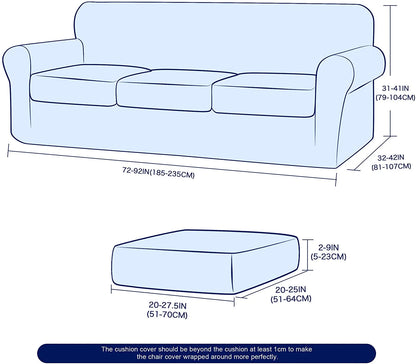 4-Piece Stretch Textured Grid Sofa Cover Slipcover,Separate Cushion Cover(Wine, Sofa)