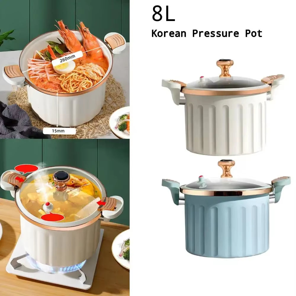 8L Enamel Micro Pressure Pot Korean Vacuum Non Stick Soup Pot Non Stick Soup Pot Multifunctional Double Ear Stewing Boiling Pot