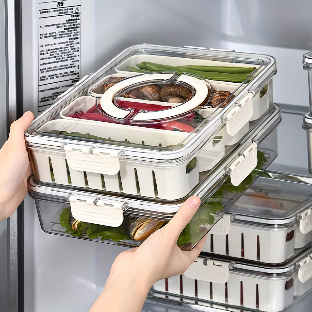 Snack Tray with Handle, Portable Snackle Box Container Veggie Serving Tray, for Travel Party Refrigerator Organize Box