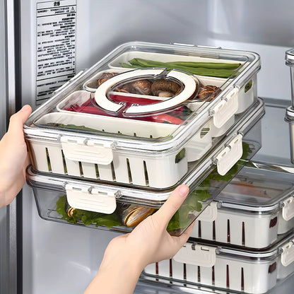 Snack Tray with Handle, Portable Snackle Box Container Veggie Serving Tray, for Travel Party Refrigerator Organize Box