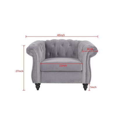 Giratree Furniture 78" 3-Seater Velvet Sofa | Tufted Back Chesterfield Upholstered Couch | Ideal for Living Room, Apartment, Office, Reception, Lounge, Small Spaces