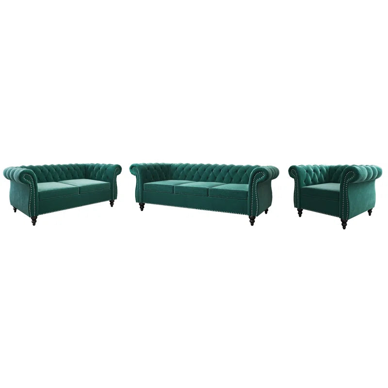 Elebash 3 - Piece Velvet Living Room Set
