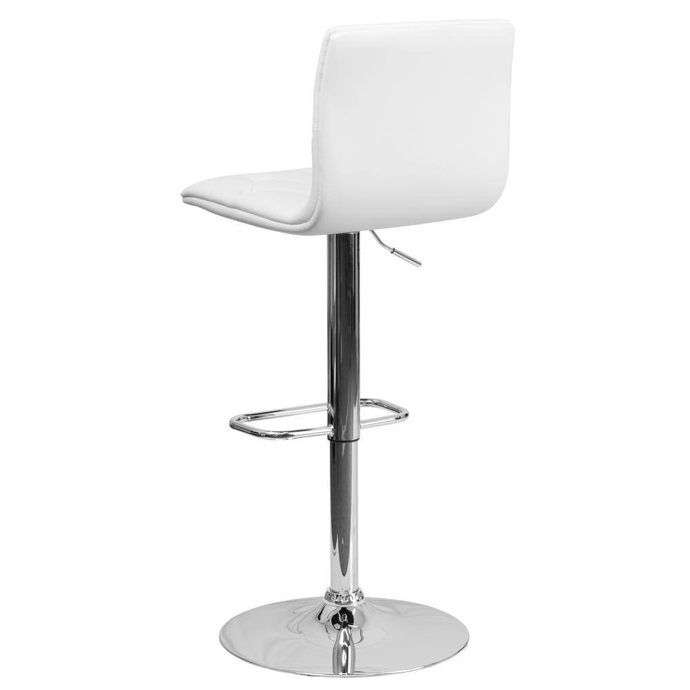 32.25 In. Adjustable Height White Cushioned Bar Stool