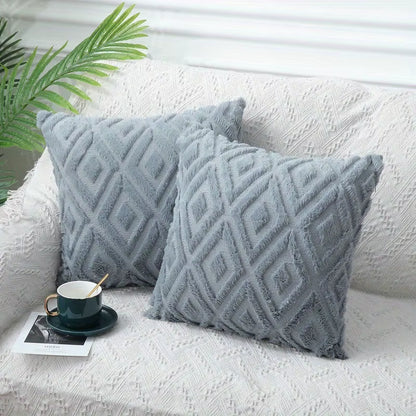 Modern Simple Rhombus Jacquard Plush Throw Pillow Cover Sofapillow Nordic Style Office Waist Bedside Cushion Car Throwpillow