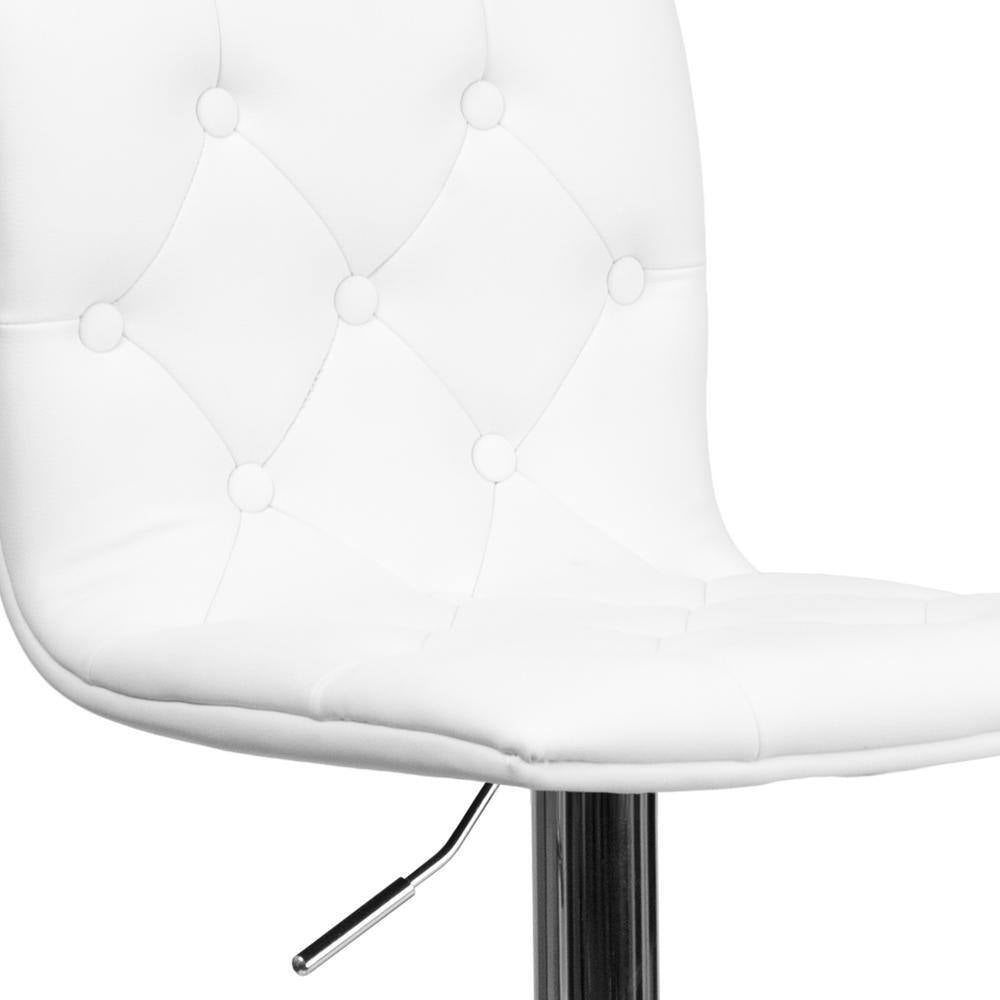 32.25 In. Adjustable Height White Cushioned Bar Stool