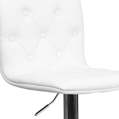 32.25 In. Adjustable Height White Cushioned Bar Stool