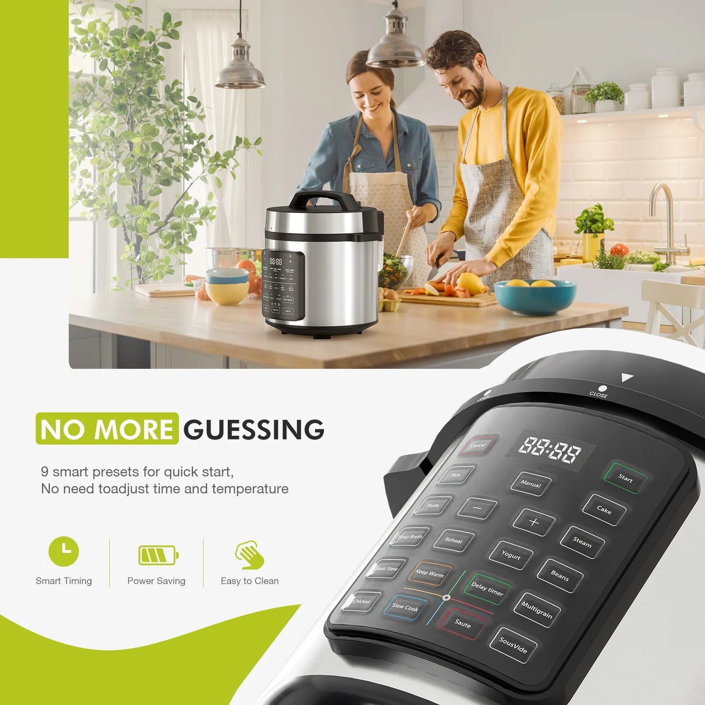 8 Quart Electric Pressure Cooker, Multi-Function Instant Multi Cooker, Stainless Steel