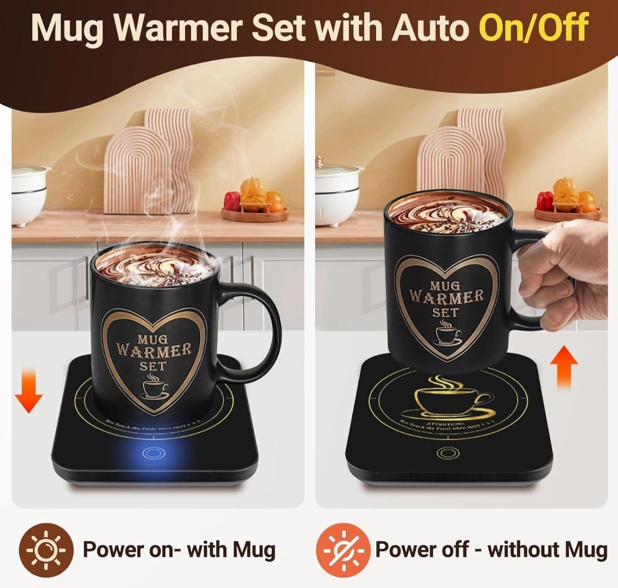 JoyfulWorld Coffee Mug Warmer for Desk with Auto Shut Off, Electric Coffee Cup Warmer Set for Home & Office (L10)