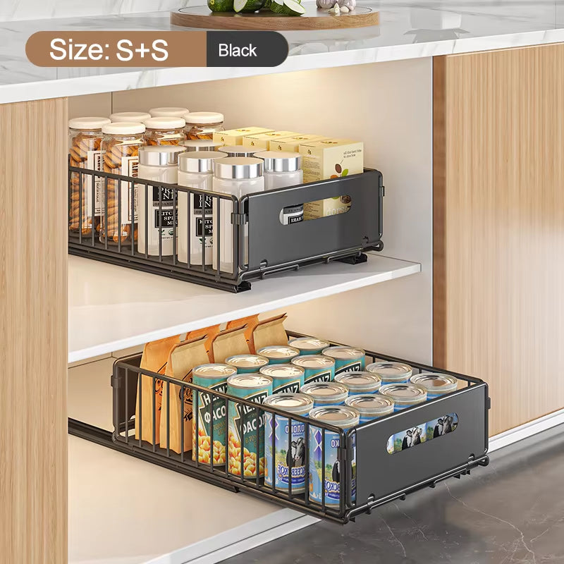Maximize Your Space with Our Easy Installation Slide-Out Kitchen Storage Rack for Spice and Seasoning Organization