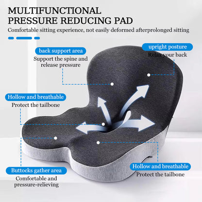 Ergonomic Memory Foam Seat Cushion for Office Chairs and Truck Drivers - Alleviates Back, Tailbone, and Sciatica Pain