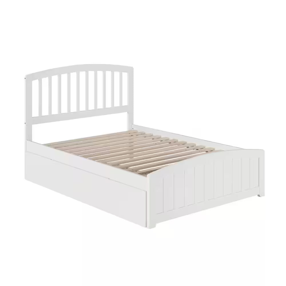 Richmond White Full Platform Bed with Matching Foot Board with Twin Size Urban Trundle Bed