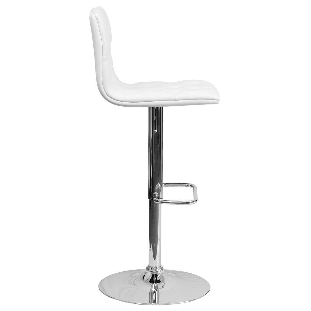 32.25 In. Adjustable Height White Cushioned Bar Stool