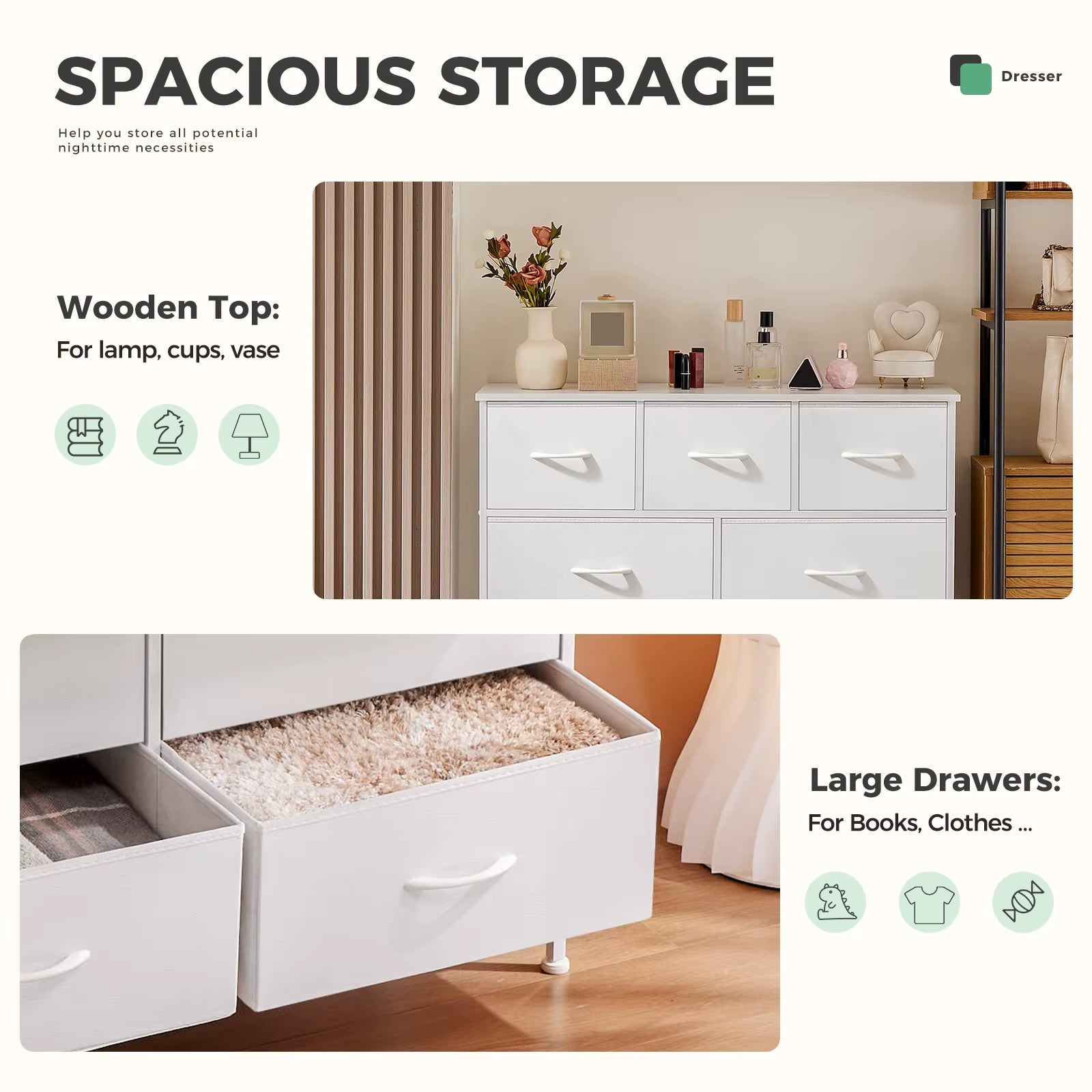 Wardrobes for Bedroom with 5/7/10 White Lover Fabric Drawers Chest Wardrobe Closet for Storage Cabinet Bedroom of Furniture