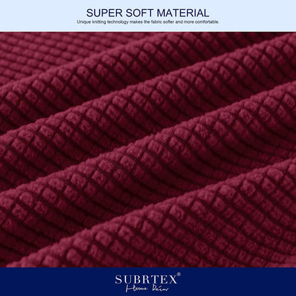 4-Piece Stretch Textured Grid Sofa Cover Slipcover,Separate Cushion Cover(Wine, Sofa)