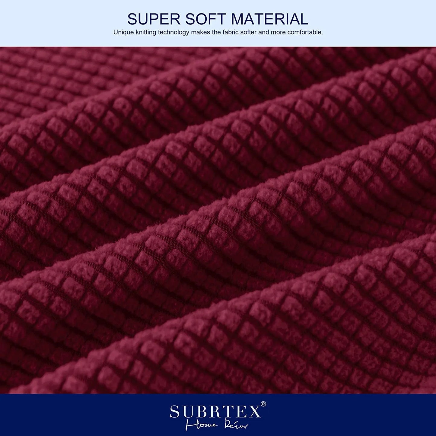 3-Piece High Spandex Textured Grid Sofa Slipcover, Separate Cushion Cover(Wine, Loveseat)