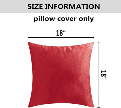 Set of 2 Modern Velvet Throw Pillow Covers in Ruby Red, 18x18 Inches, for Couch and Bedroom Décor, Ideal for Weddings and Holiday Celebrations