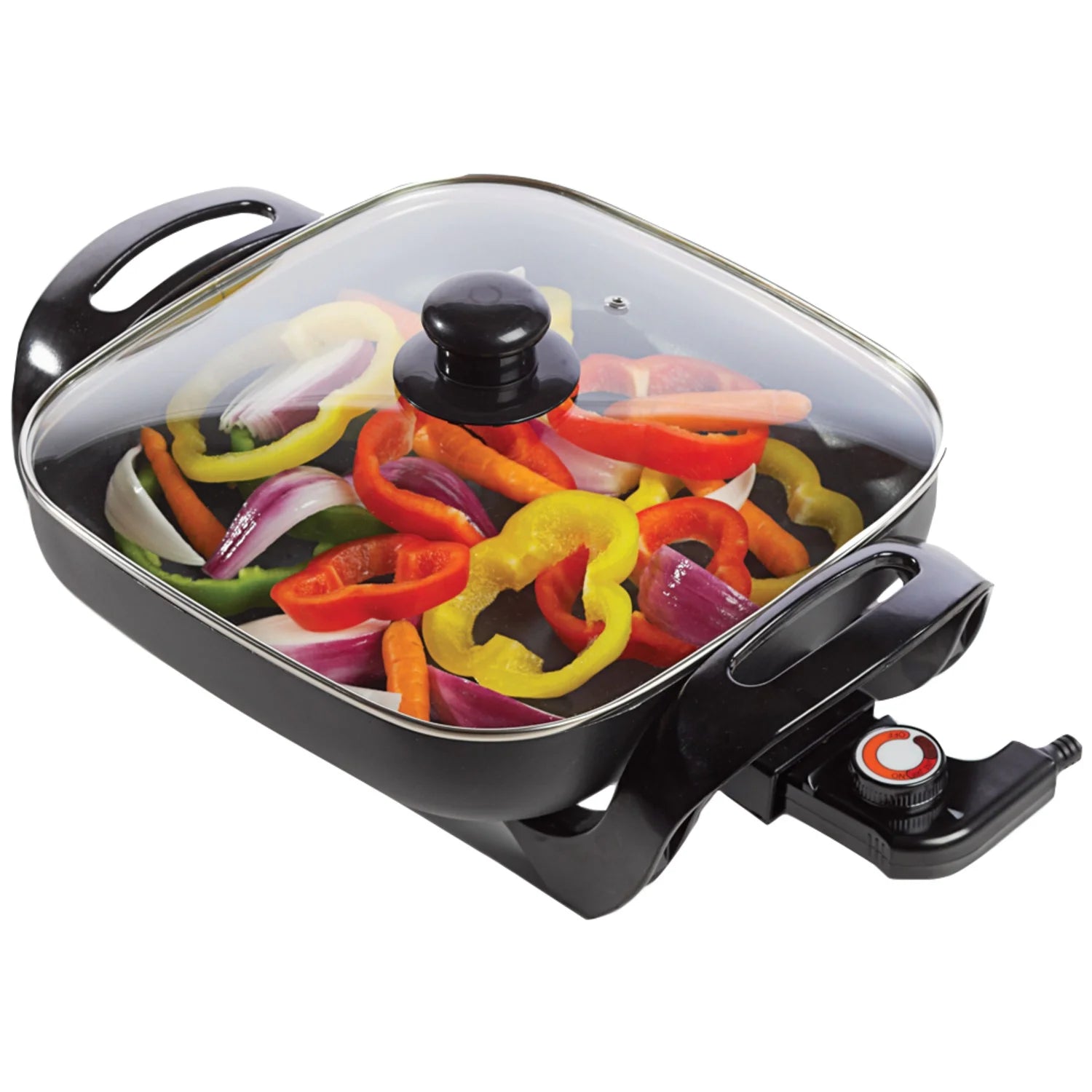 Nonstick Electric Skillet with Glass Lid, 12 Inch, 1300W Fast Heating Cooking Pan 
