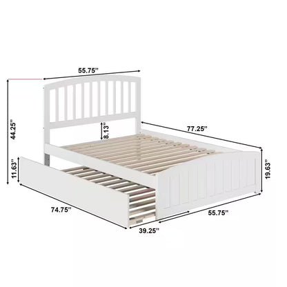 Richmond White Full Platform Bed with Matching Foot Board with Twin Size Urban Trundle Bed