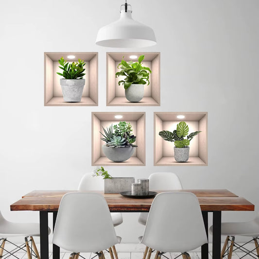 Bonsai Tree Vinyl Wall Decal | 3D Green Leaves Peel and Stick Wallpaper Poster | Removable Plant Sticker for Living Room, Kitchen & Home Decor