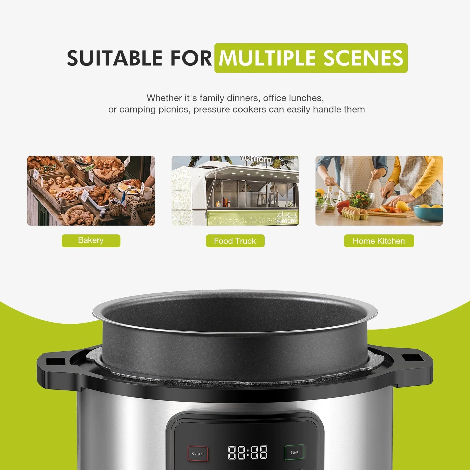 8 Quart Electric Pressure Cooker, Multi-Function Instant Multi Cooker, Stainless Steel