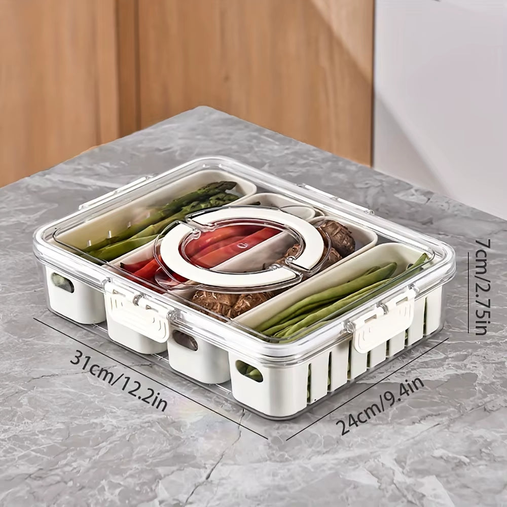 Snack Tray with Handle, Portable Snackle Box Container Veggie Serving Tray, for Travel Party Refrigerator Organize Box