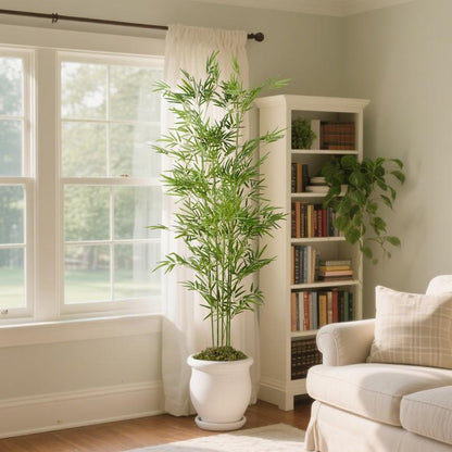 Tall Artificial Bamboo Plant 4/5/6 Ft, Maintenance-Free Indoor Green Decoration