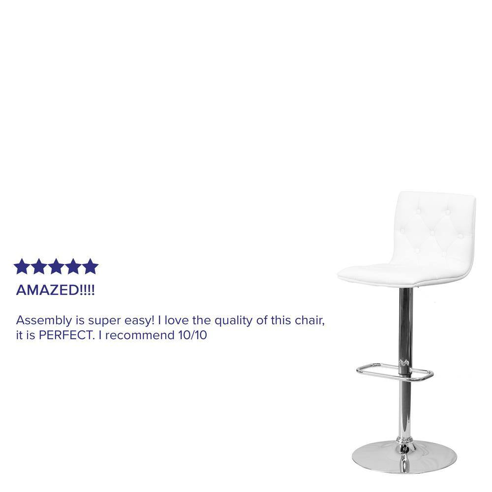 32.25 In. Adjustable Height White Cushioned Bar Stool