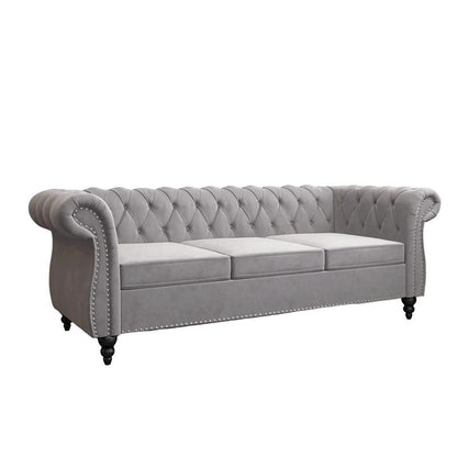 Giratree Furniture 78" 3-Seater Velvet Sofa | Tufted Back Chesterfield Upholstered Couch | Ideal for Living Room, Apartment, Office, Reception, Lounge, Small Spaces